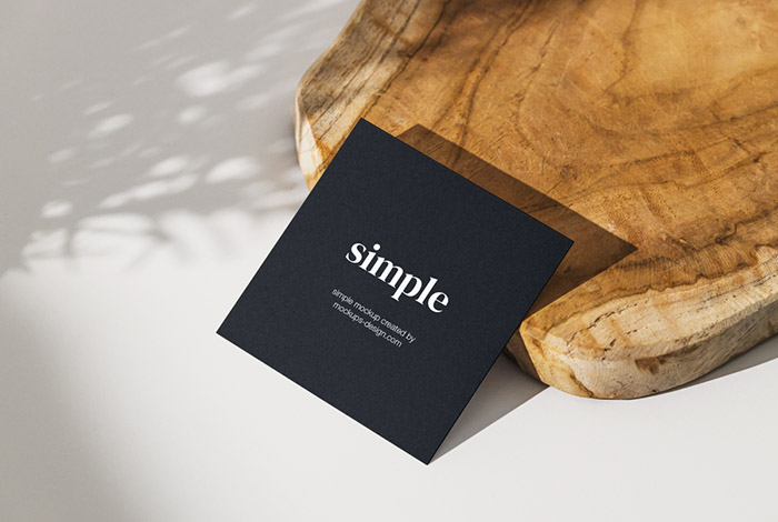 Square flyer with wooden board mockup