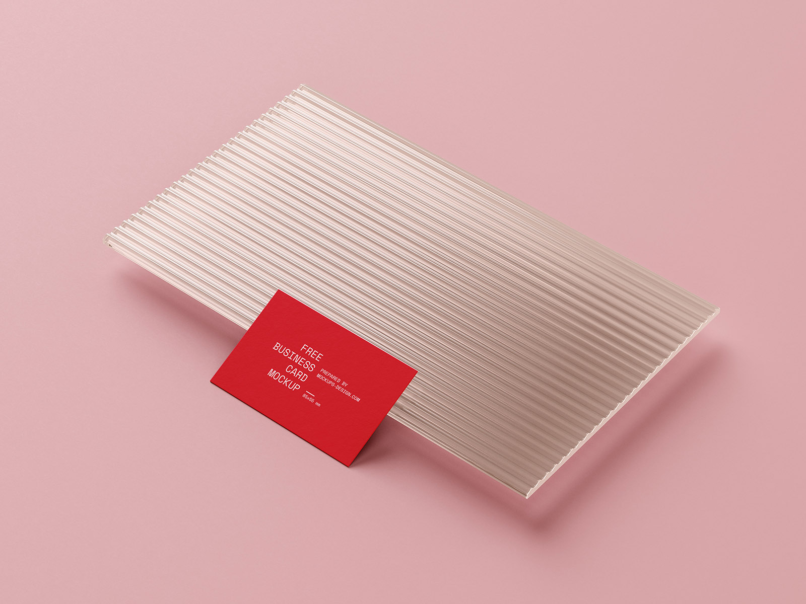 Business cards mockup with a piece of plexiglass