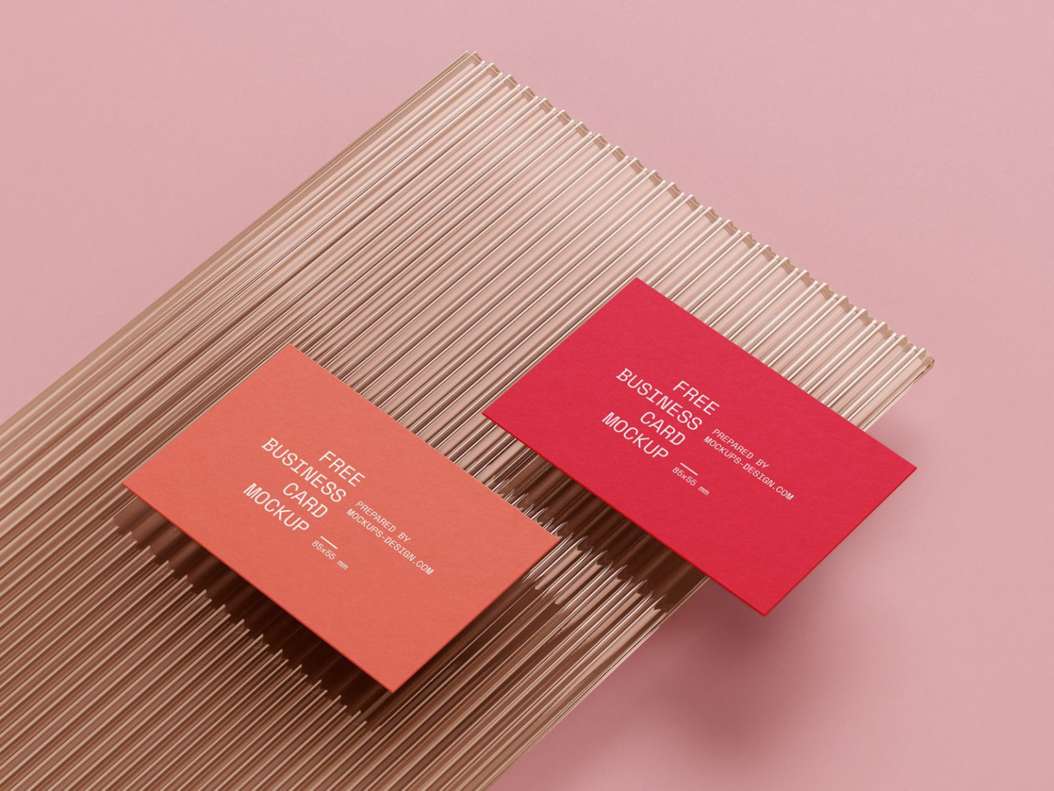 Business cards mockup with a piece of plexiglass Mockups Design
