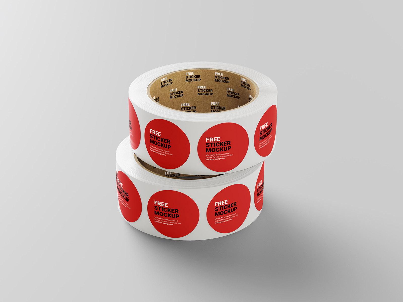 Free round roll sticker mockup