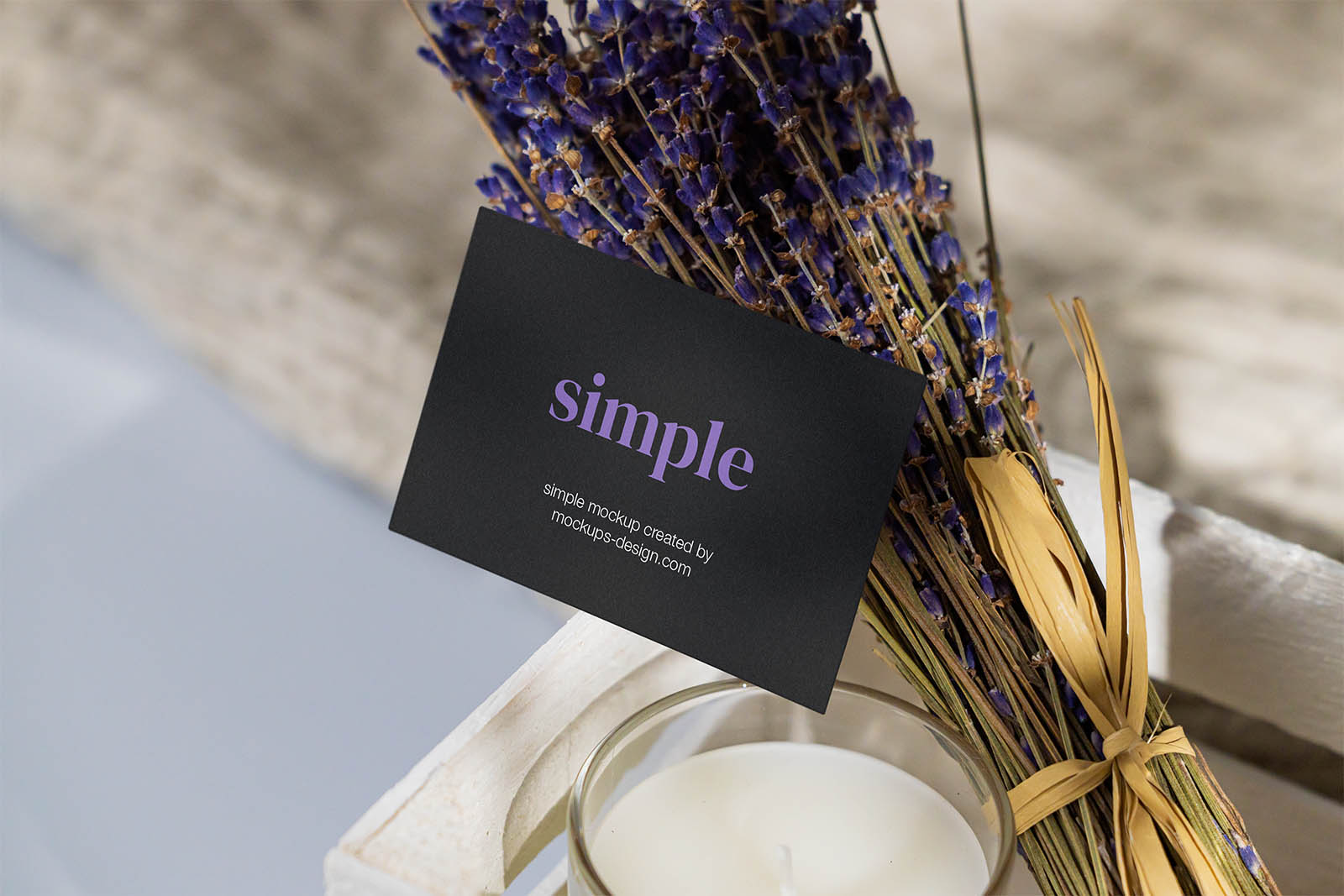 Business card with lavender mockup