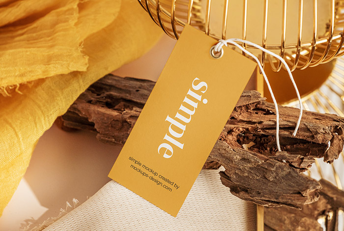 Download Free Yellow scene with label tag mockup