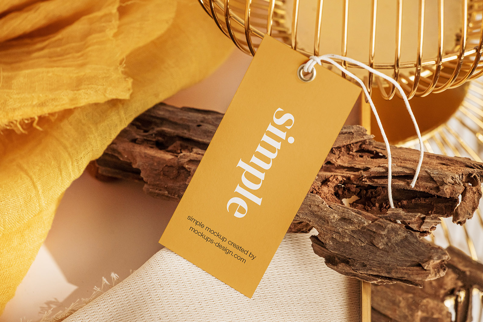 Yellow scene with label tag mockup
