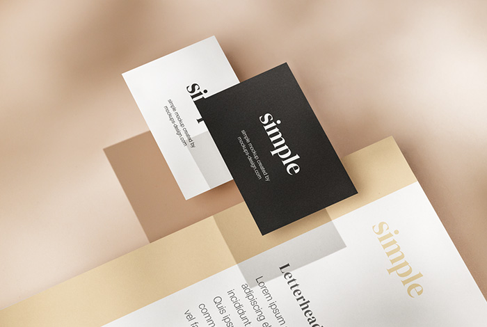 Letterhead with two business cards mockup