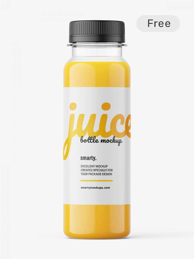 Premium orange juice bottle mockup