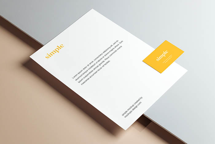 Free letterhead with business card mockup