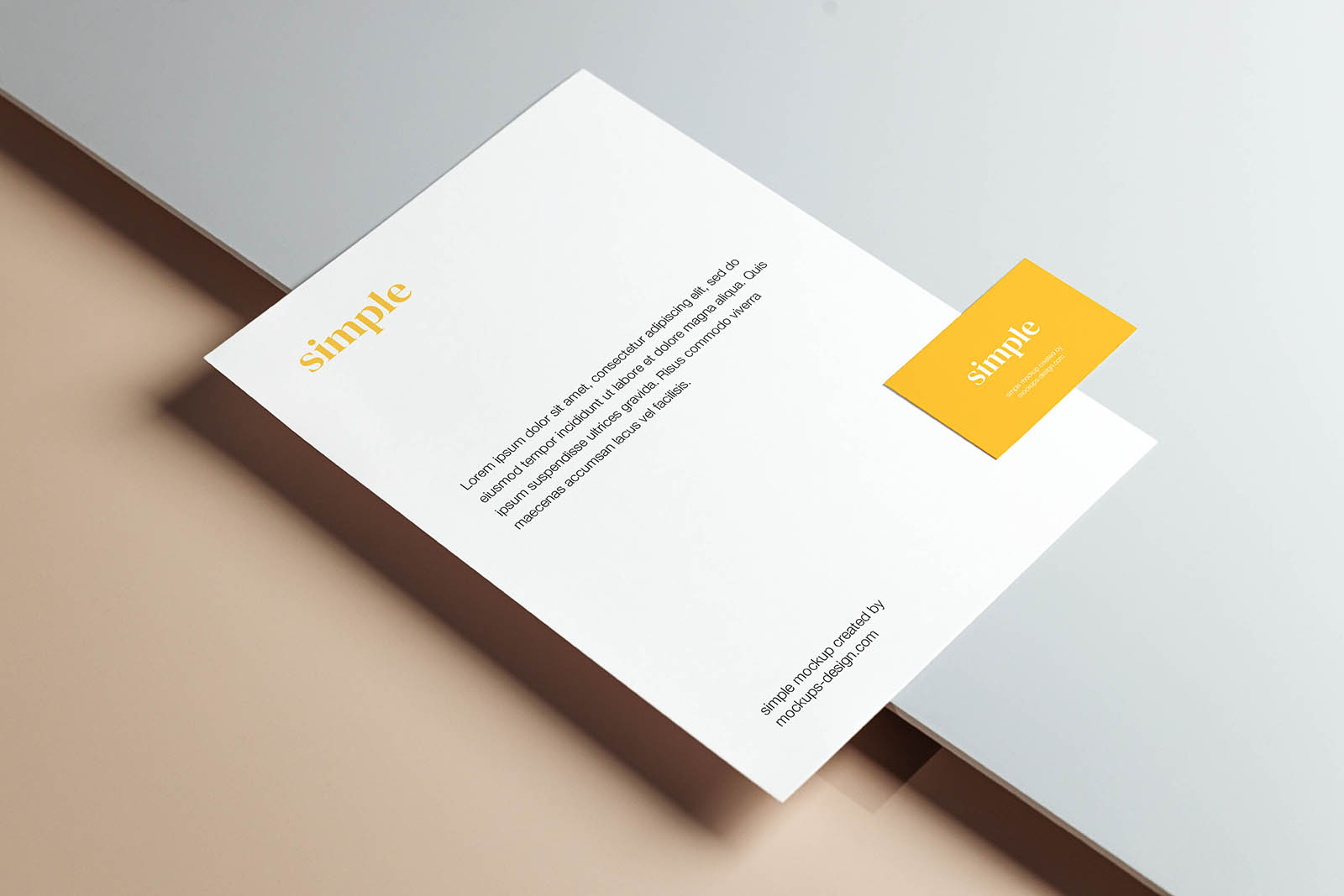 Free letterhead with business card mockup