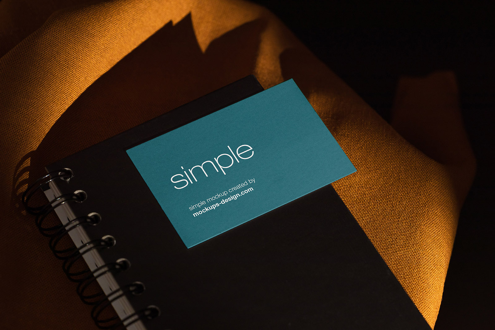 Business card with black notepad mockup
