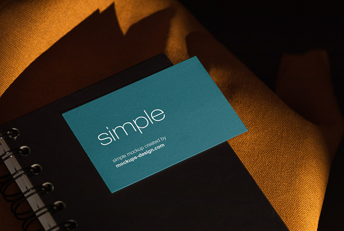 Business card with black notepad mockup