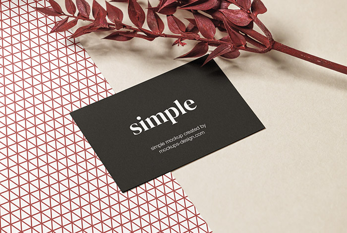 Business card with red dried plant mockup
