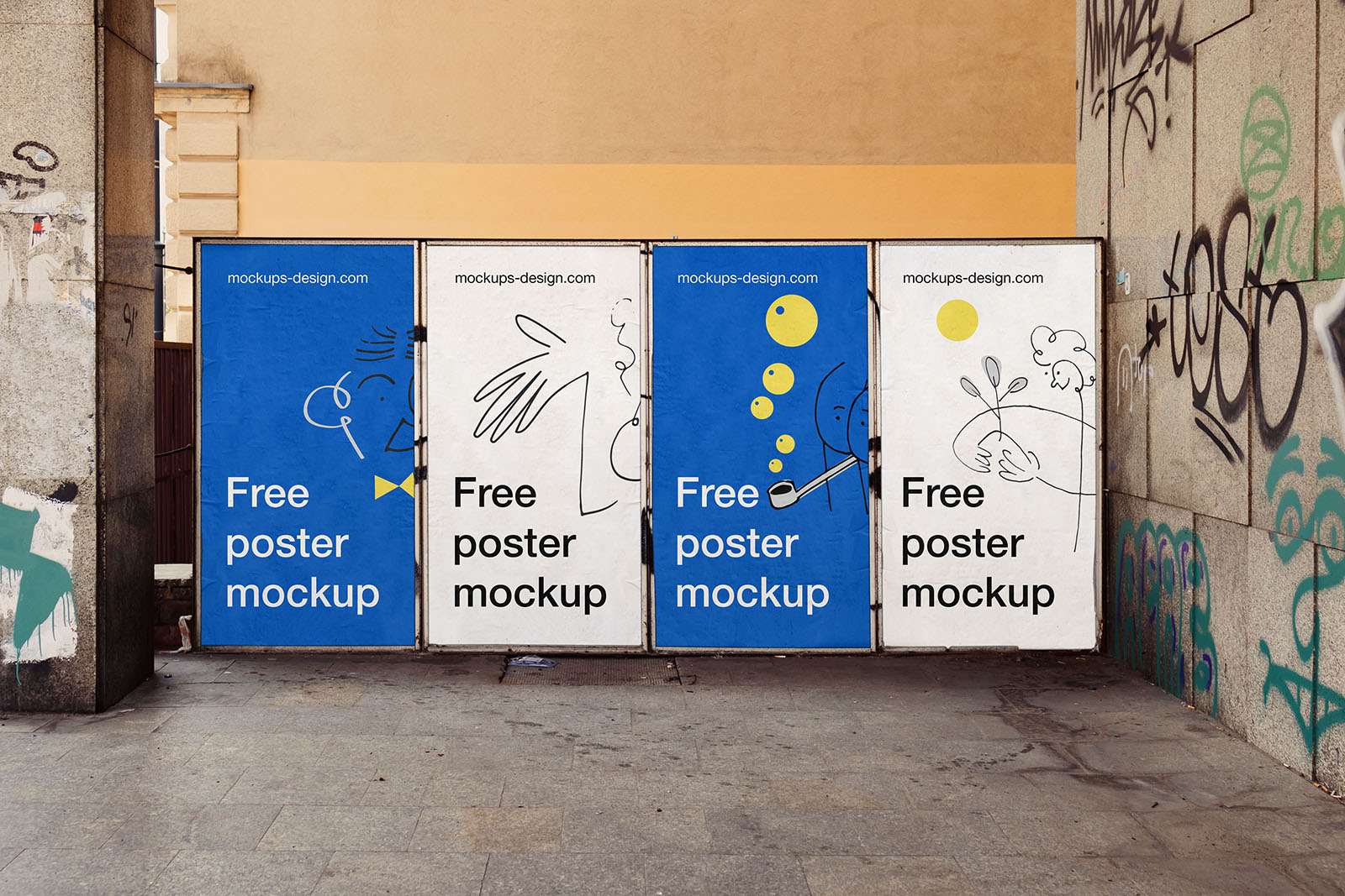 Wall advertisements on the street mockup