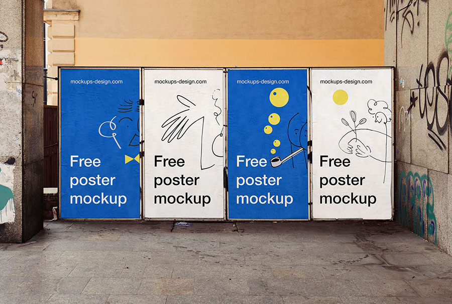 Wall advertisements on the street mockup