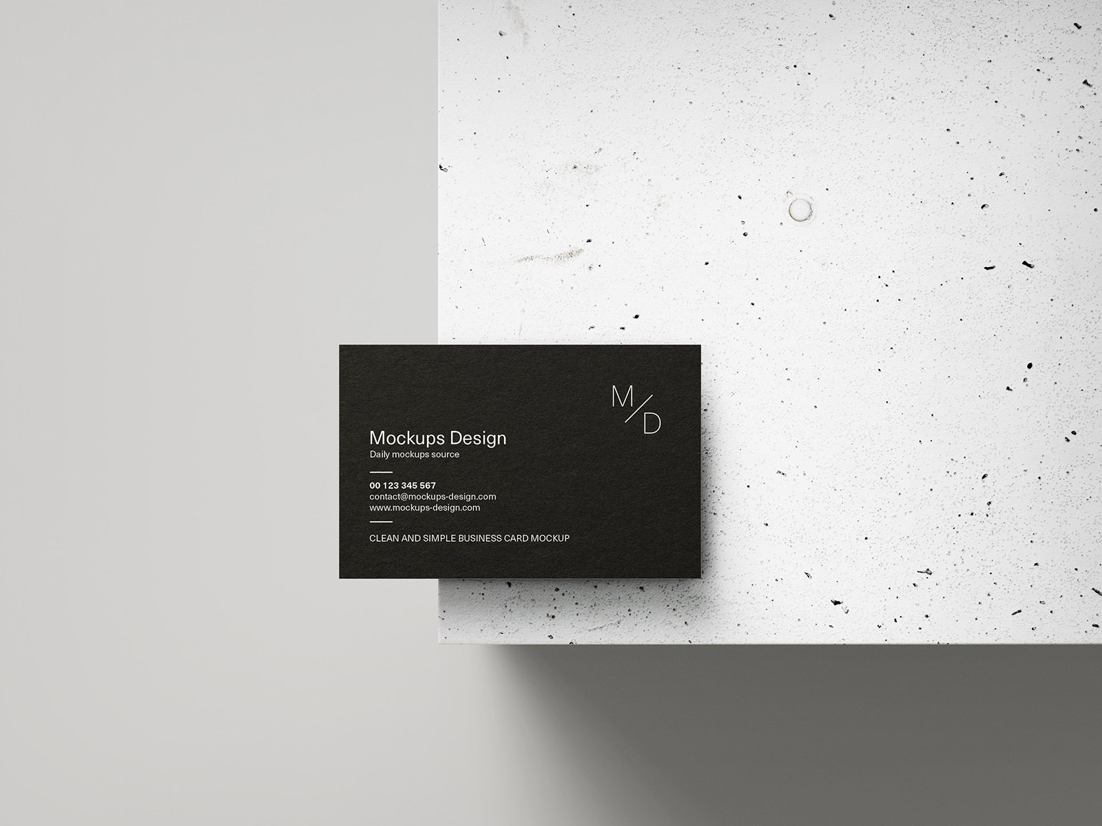 Business cards on concrete cube mockup