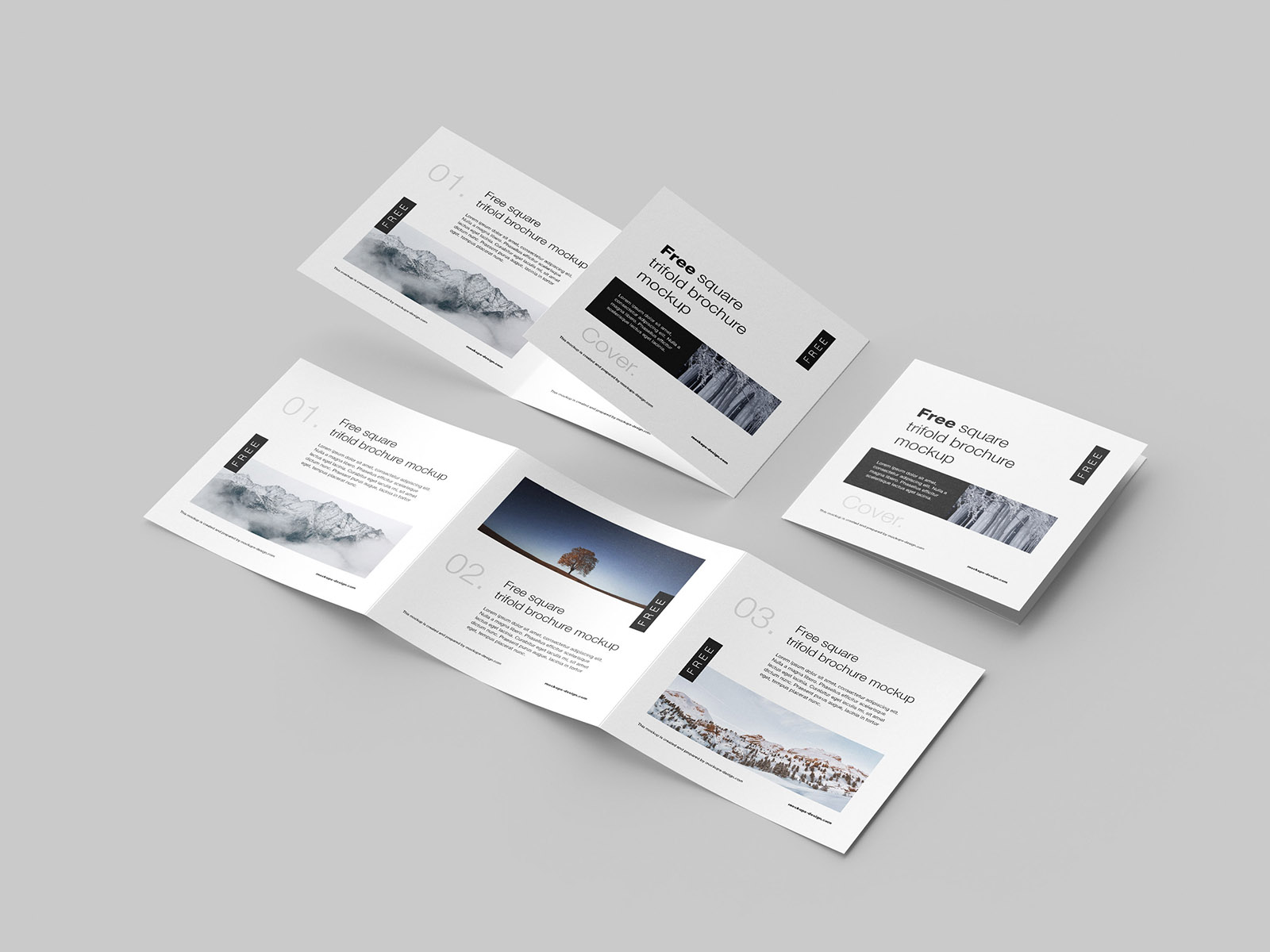 Free square trifold flyer mockup