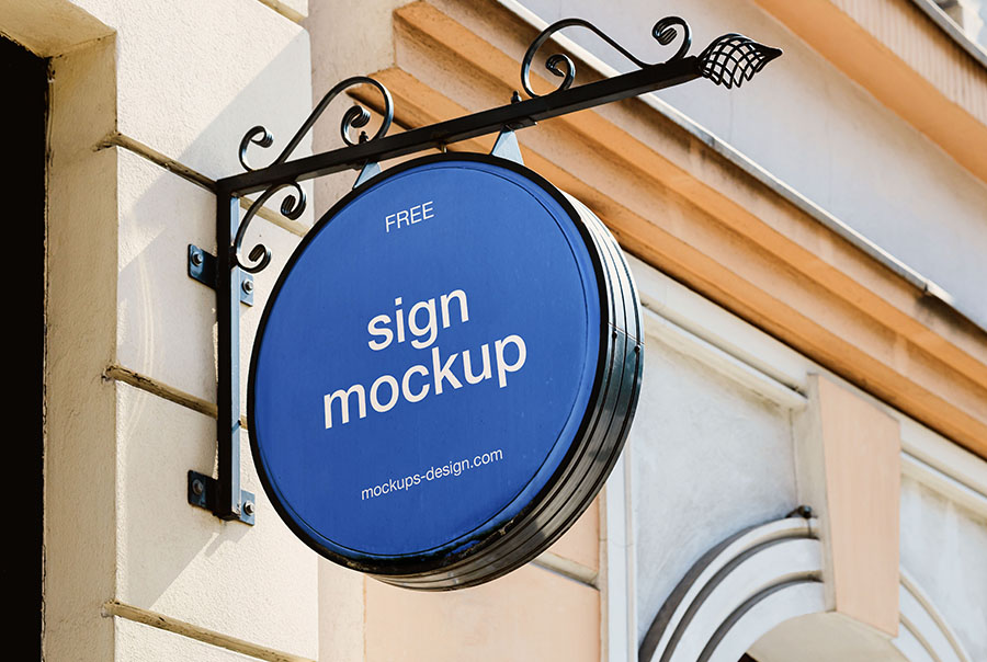 Round sign mockup