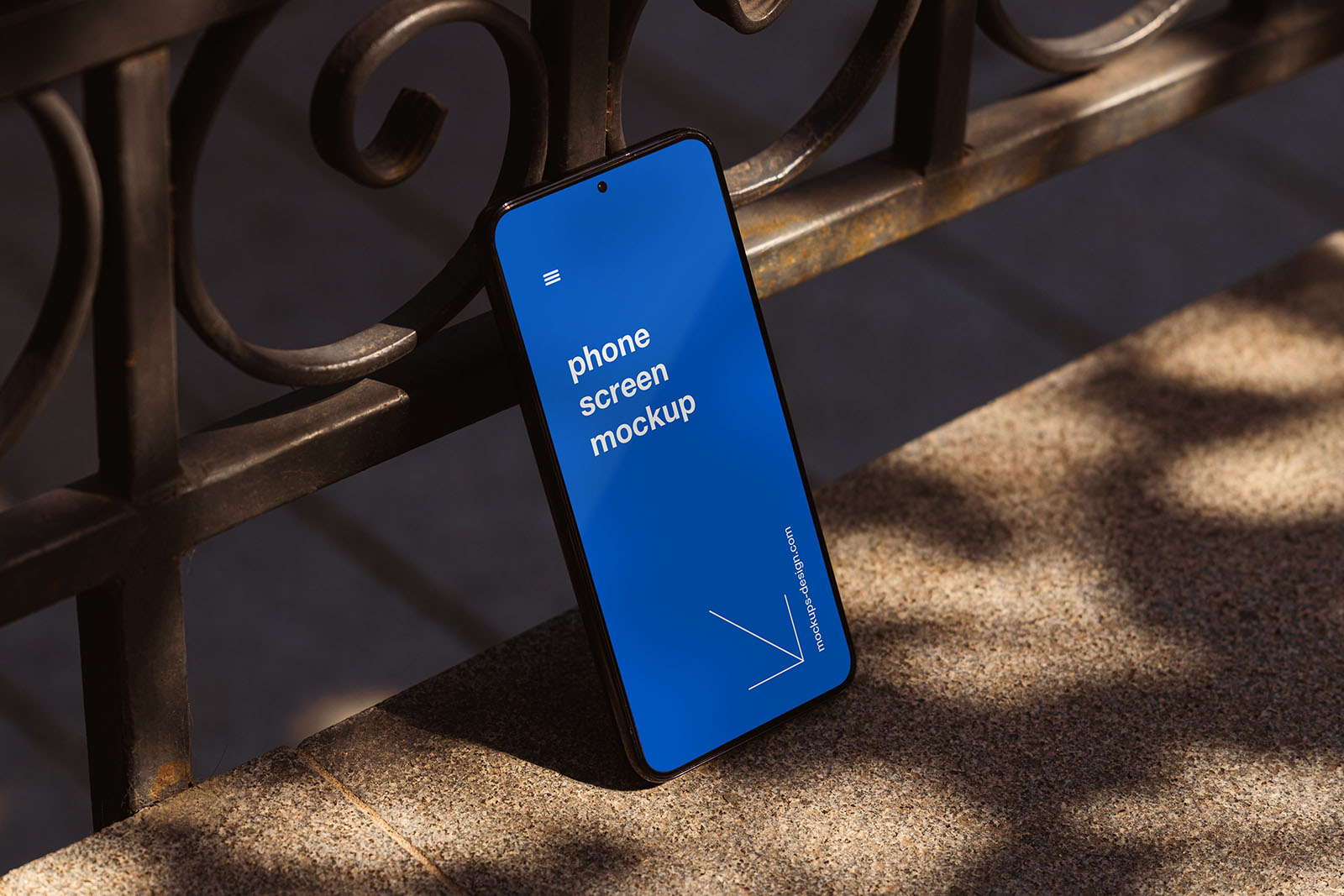 Smartphone on the ground mockup