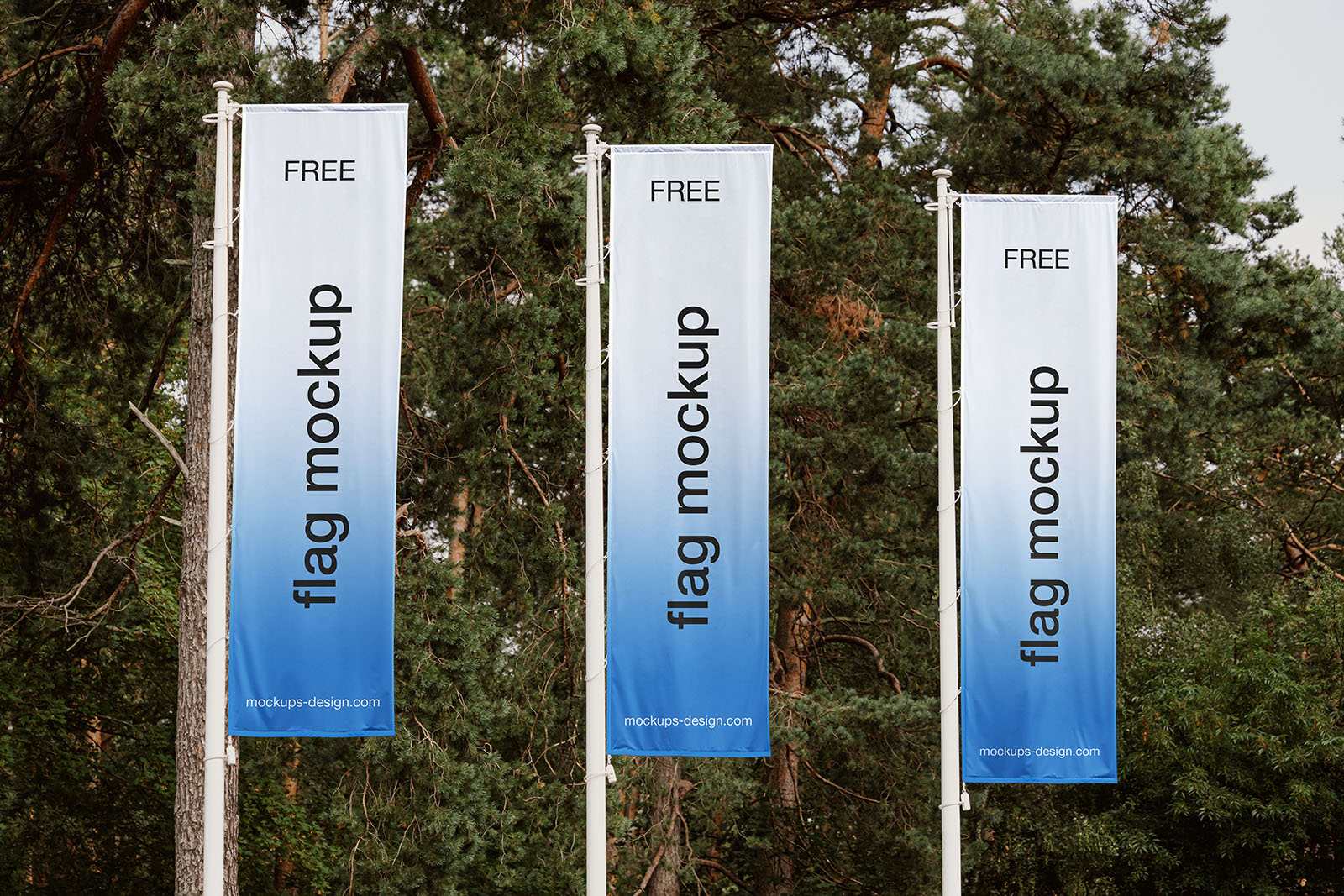 Three banner flags mockup