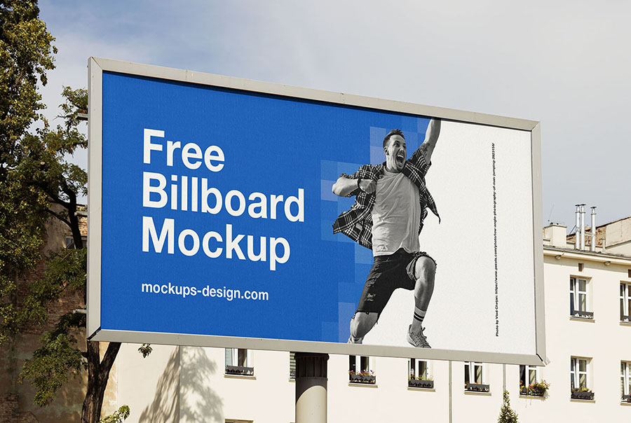 Free street billboard mockup