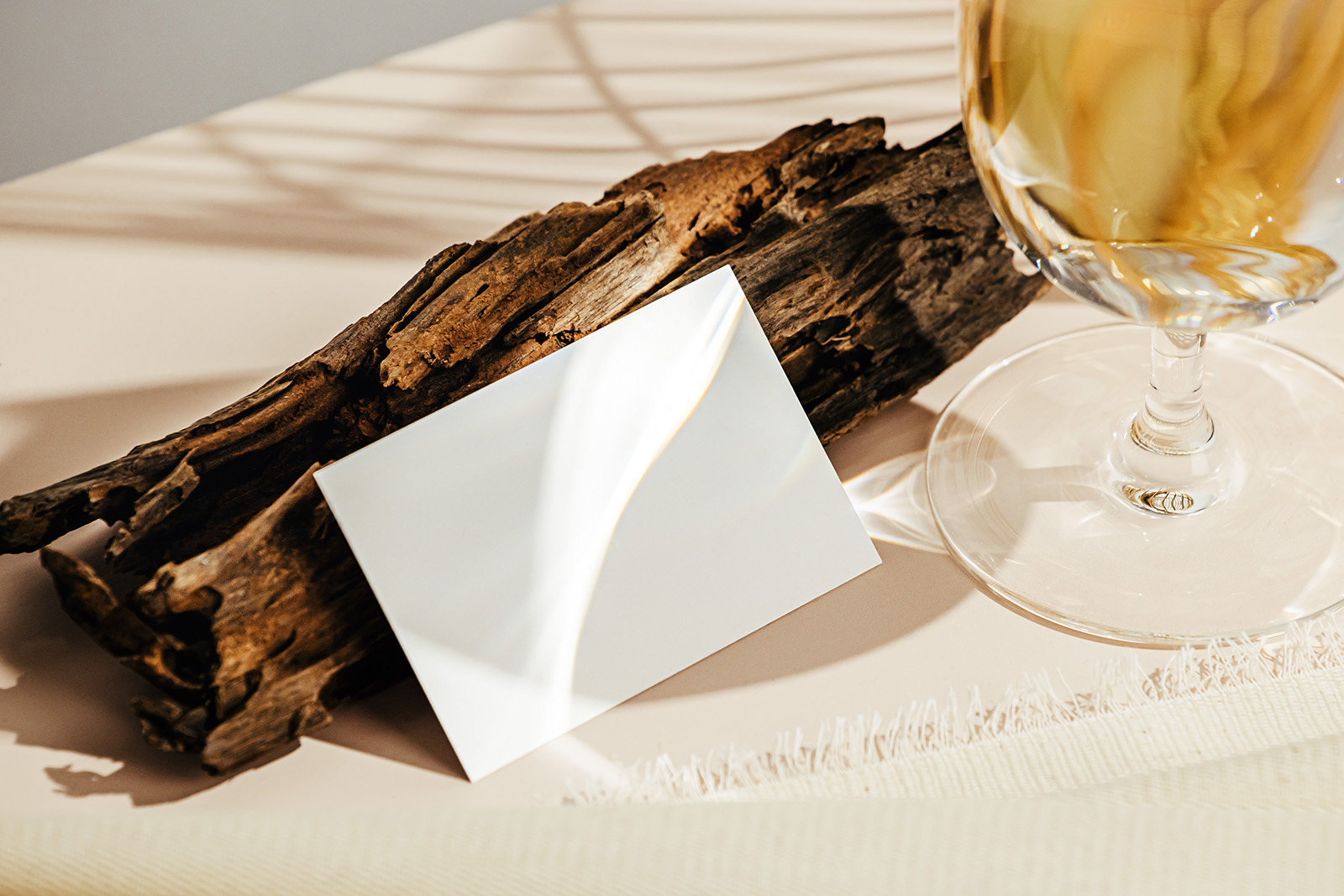 Business card with wood fragment