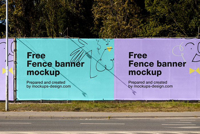 Large fence banner mockup