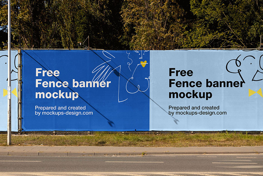 Large fence banner mockup