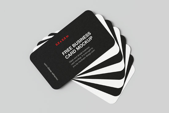 Rounded 3,5x2 in rounded business card mockup
