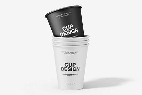 Free stacked paper cups mockup