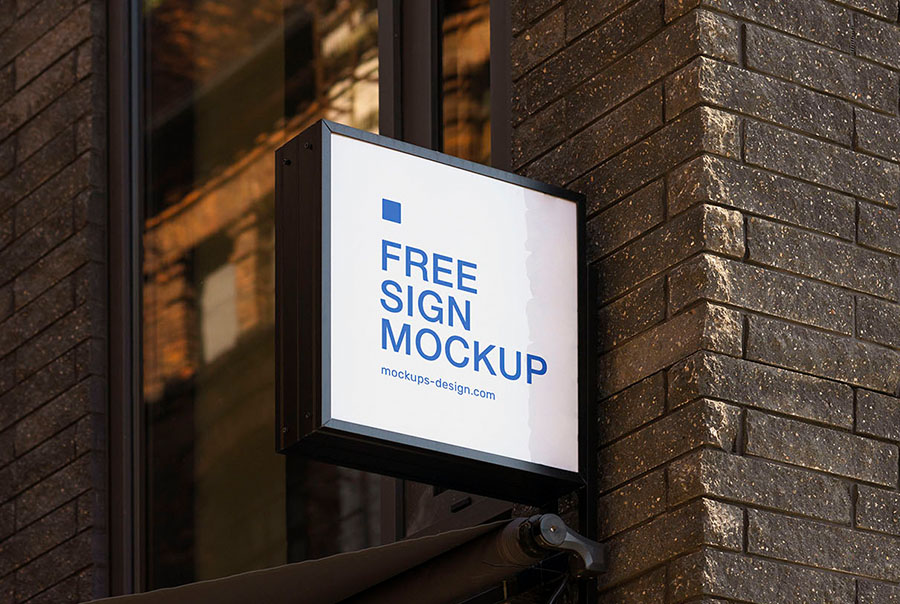 Free square street sign mockup