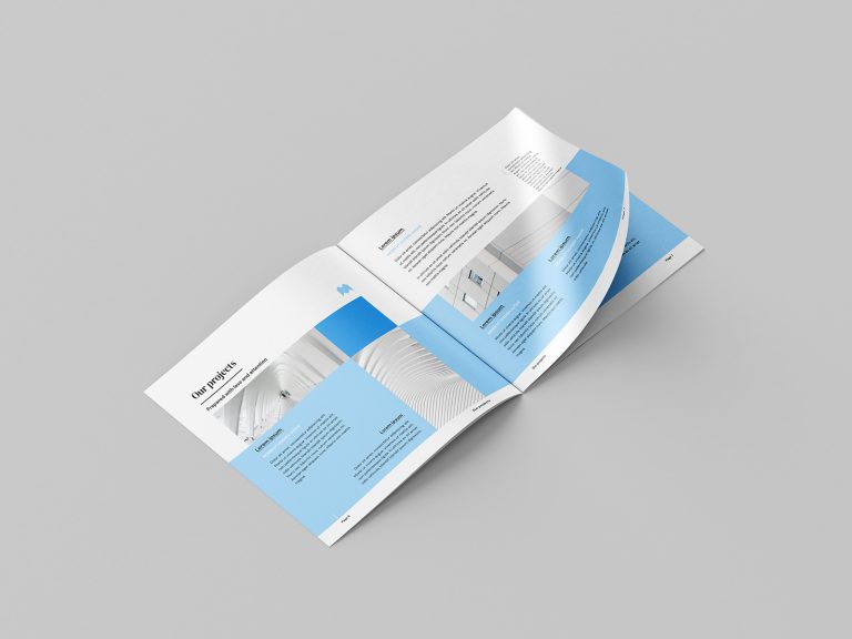 Thin square brochure mockup - Mockups Design