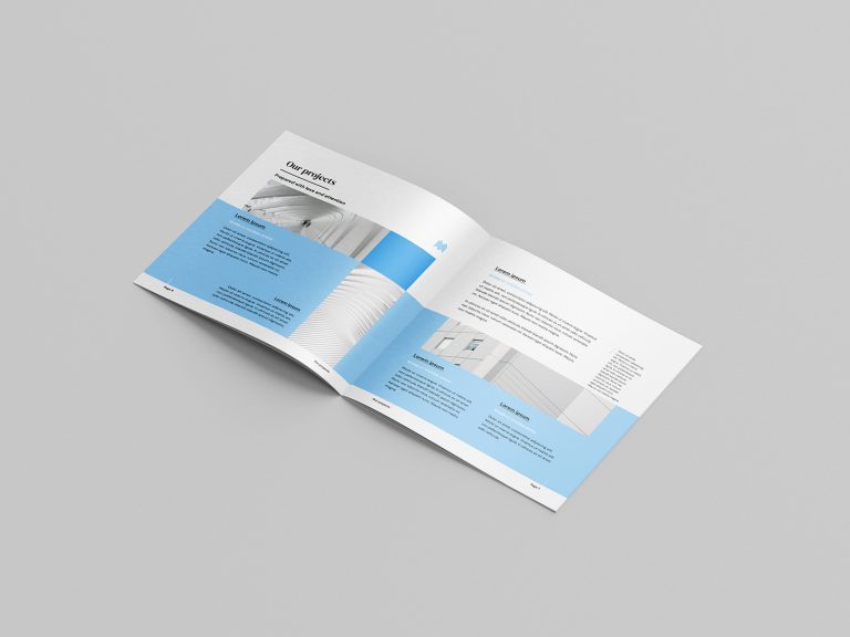 Thin square brochure mockup - Mockups Design