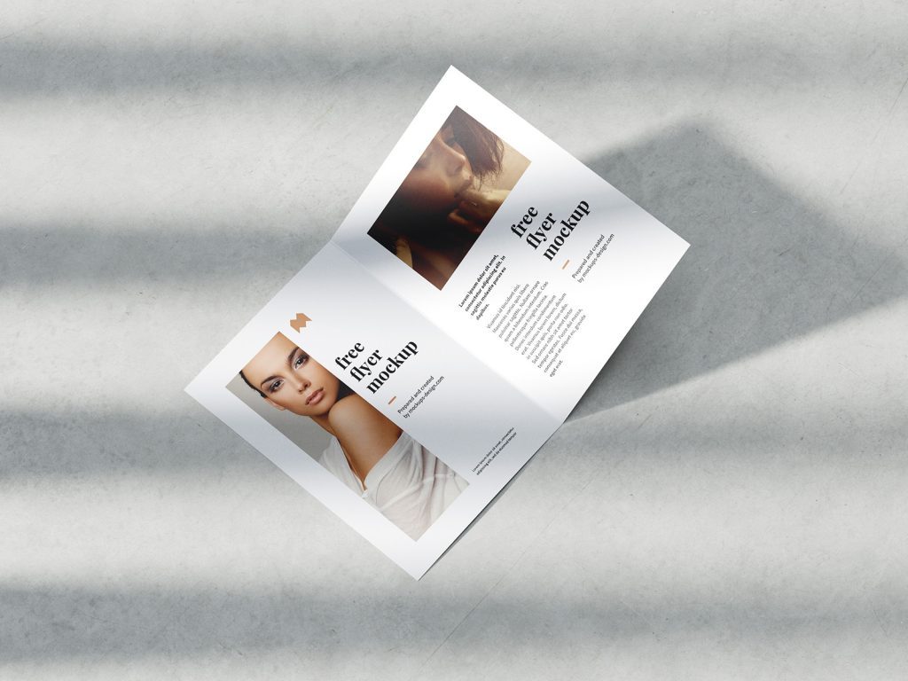 Bifold A5 flyer with shadows mockup - Instant Download
