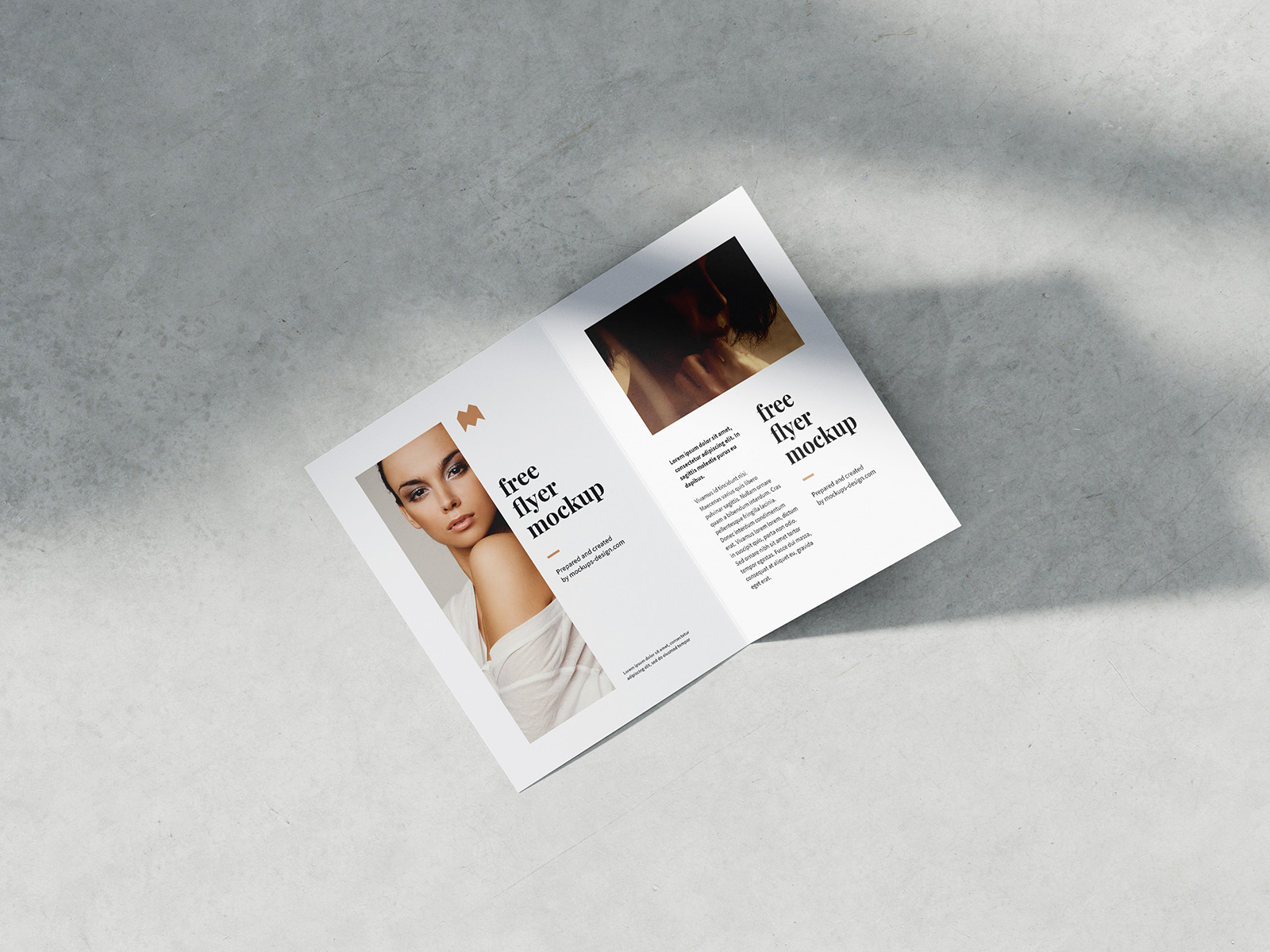 Bifold A5 flyer with shadows mockup