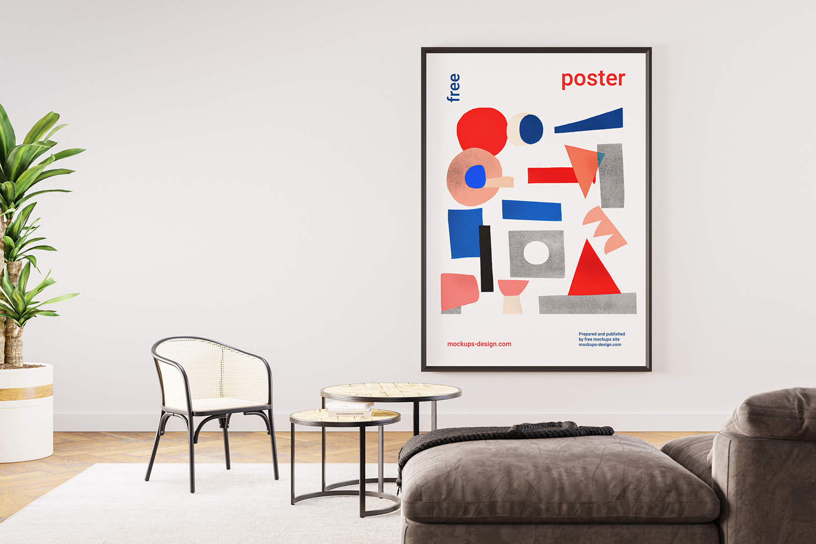 Large poster in a room mockup