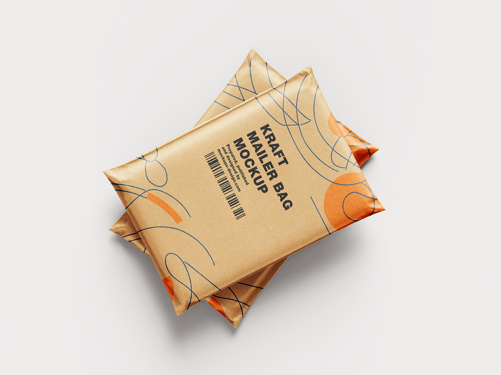 Free kraft paper mailing bag mockup