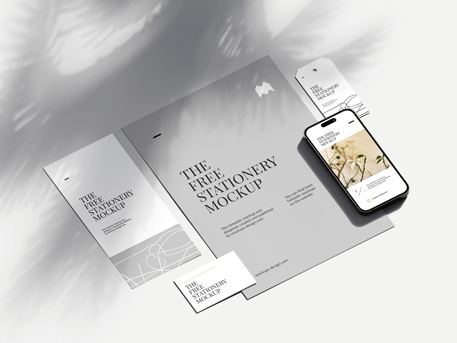 Clean stationery mockup with shadows