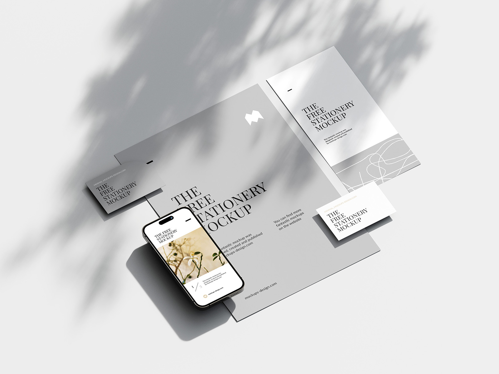 Clean stationery mockup with shadows