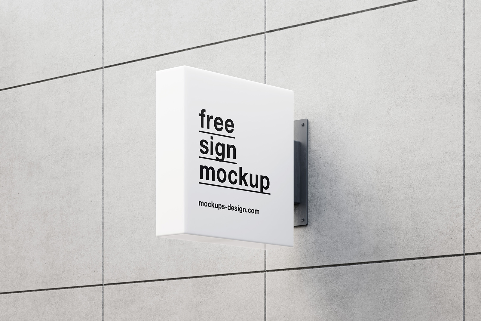 Square sign on a building wall mockup