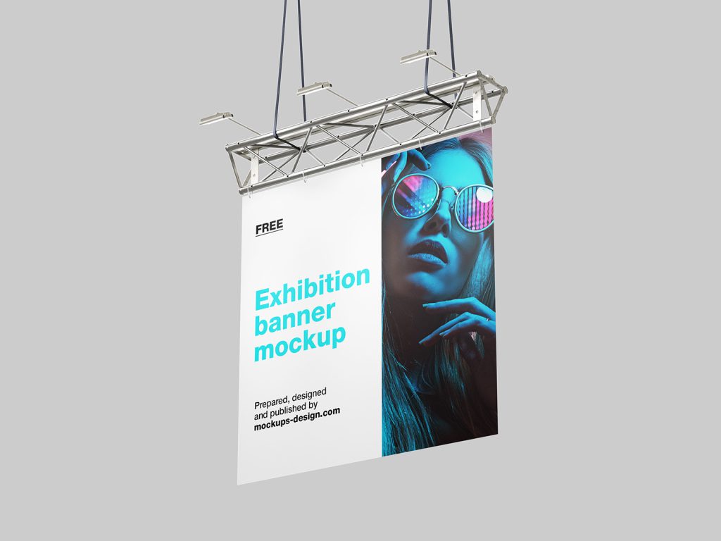 Free hanging exhibition banner mockup Instant Download