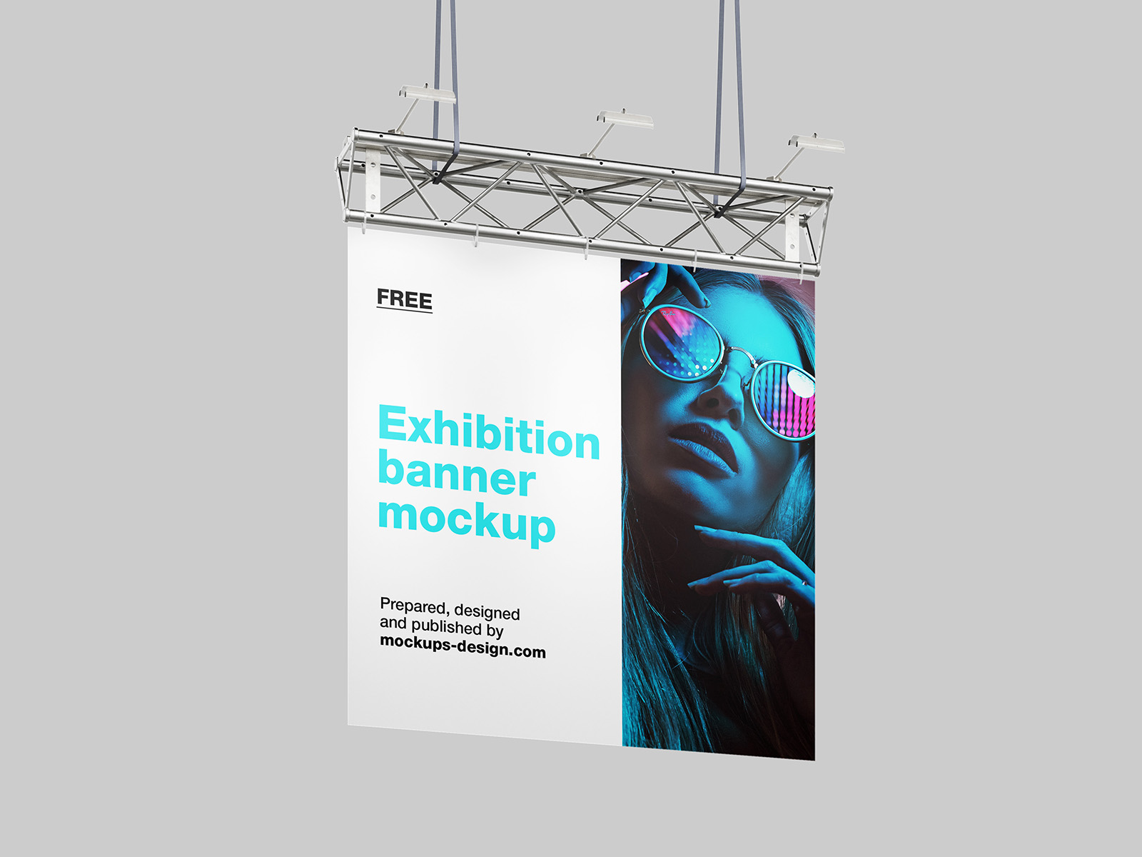 Free hanging exhibition banner mockup
