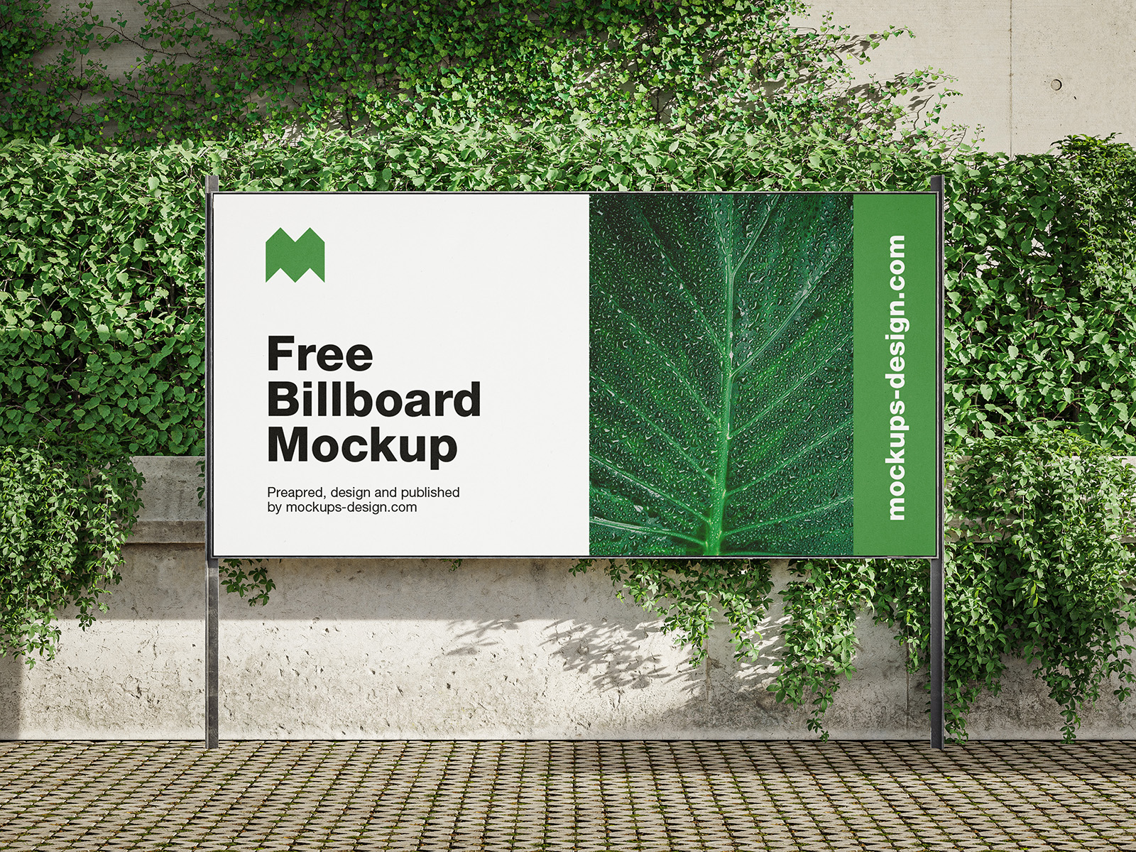 Billboard banner with an ivy mockup