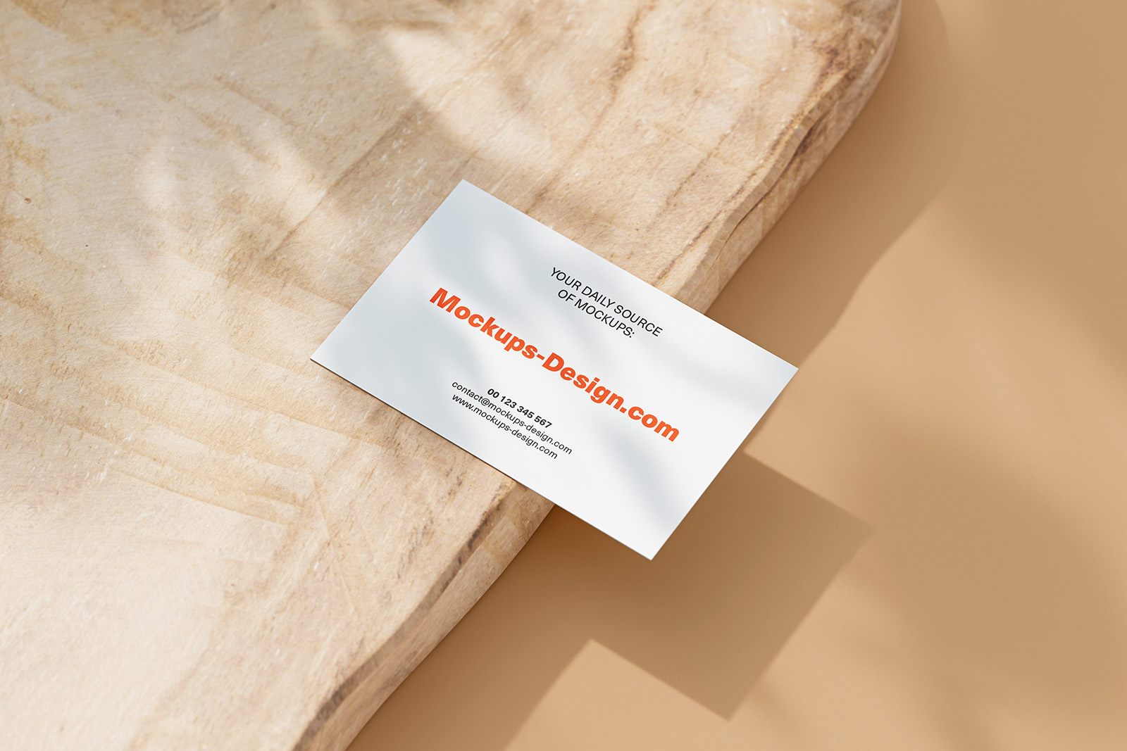 Business cards on a piece of wood mockup