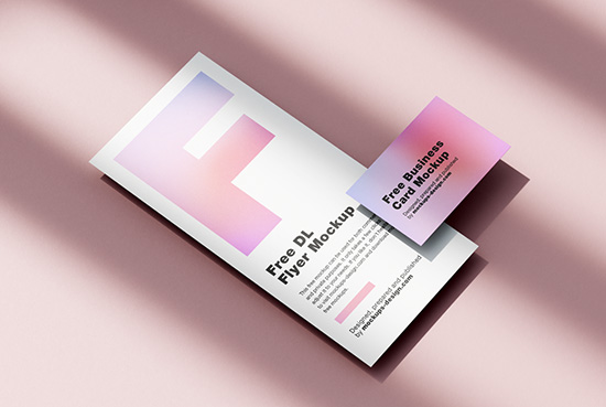 DL flyer with business card mockup
