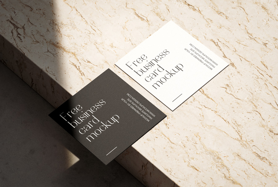 Bright square business cards mockup