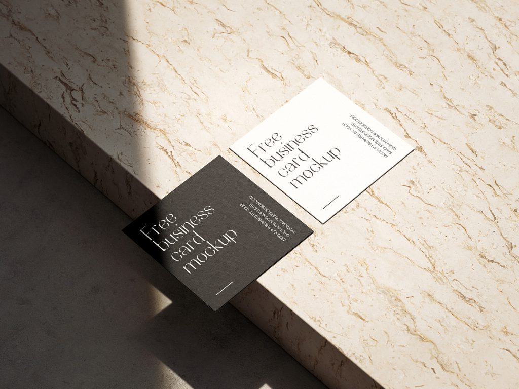 Bright square business cards mockup - Mockups Design