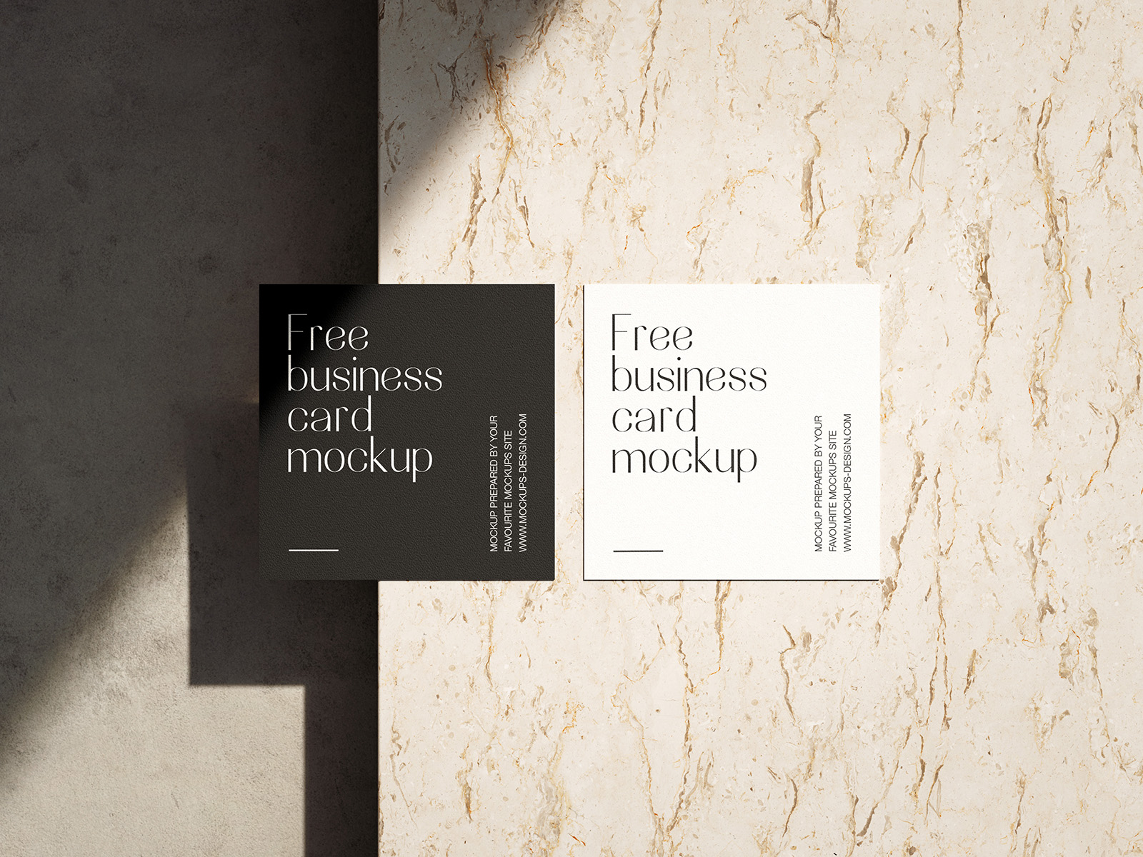 Bright square business cards mockup