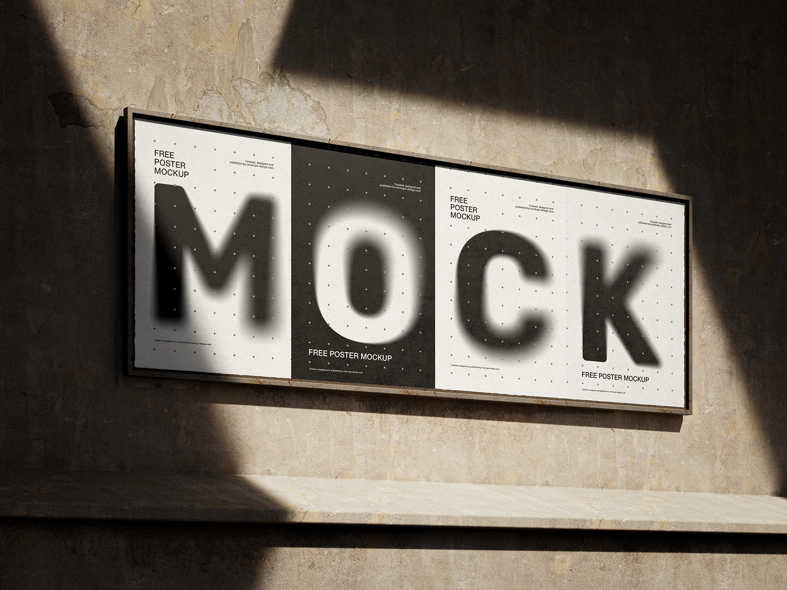 Four posters in metal frame mockup