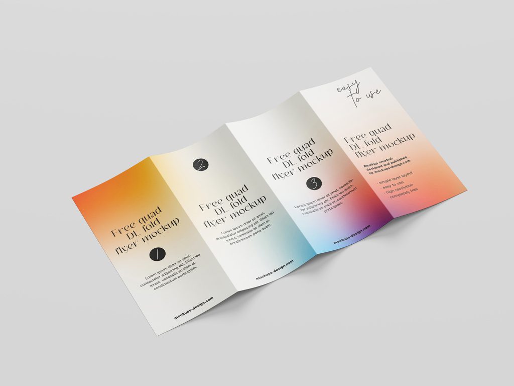 Free DL quad fold flyer mockup - Mockups Design