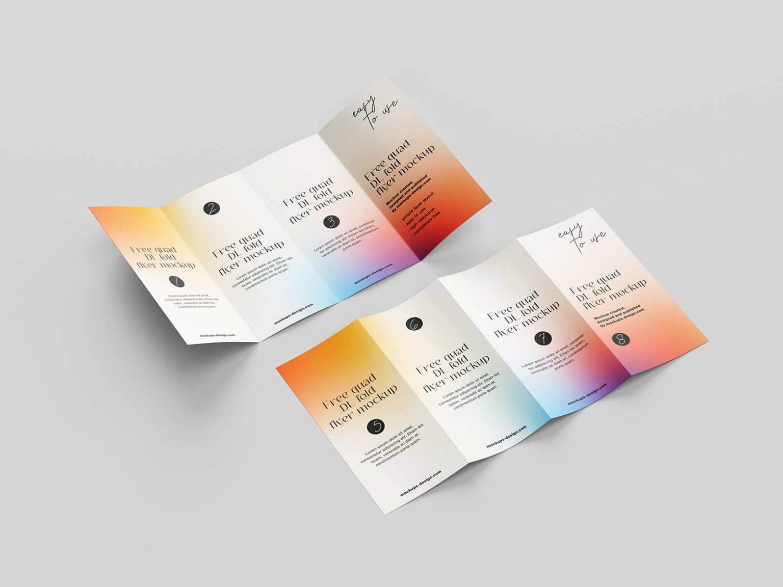 Free DL quad fold flyer mockup - Mockups Design