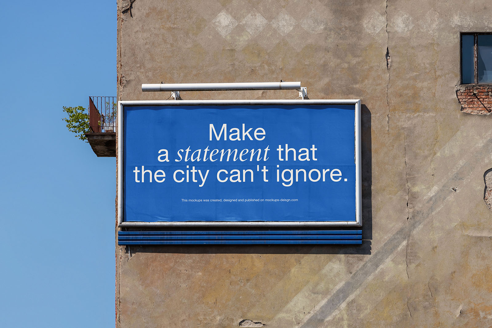 Billboard on an old damaged wall mockup