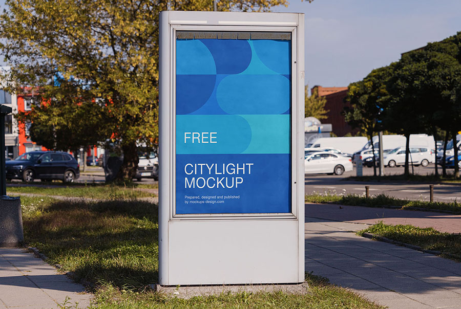 Citylight on a parking area mockup